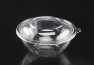 Heavy Duty 32oz/1000ml Disposable Crystal-clear Plastic PET Salad Bowl with Lid