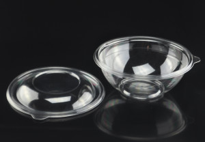 Heavy Duty 24oz/750ml Disposable Crystal-clear Plastic PET Salad Bowl with Lid
