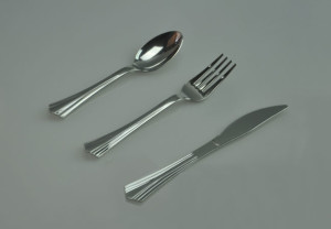 fluted handle heavy weight silver disposable plastic PS flatware-knife