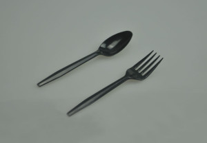 5" disposable plastic dessert fork and spoon