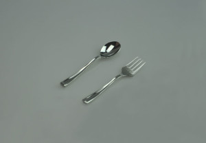 5" petite disposable plastic dessert fork and spoon