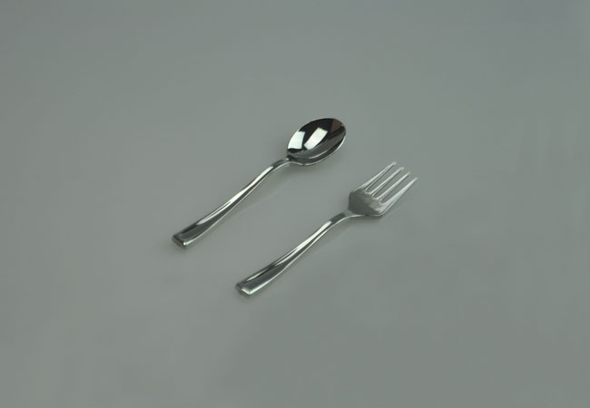 5" petite disposable plastic dessert fork and spoon