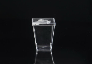 5OZ Clear Square Hard Plastic Dessert Cup with Lid and Folded Spoon