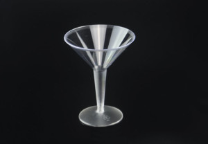 8oz/230ml 2PC Stemmed Disposable Plastic Martini Glass