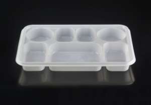 Large Rectangular Disposable Plastic Plate with 7 sections