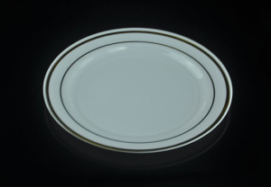 Heavy Weight White Plastic Plate with Golden Bands