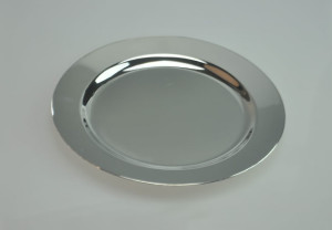 6" round silver hard plastic dessert plate