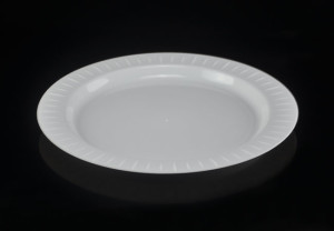 6" white hard plastic dessert plate