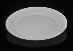 6" white hard plastic dessert plate