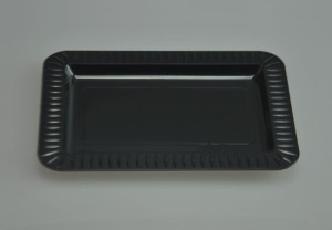 5"X7" black rectangular heavy duty plastic snack tray