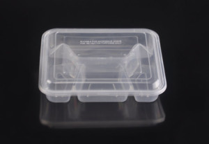 Microwavable Plastic 4 Compartment Container with Lid