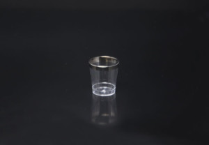 Petite 1oz/28ml Clear Disposable Plastic Shot Glass Cup with Silver Trim