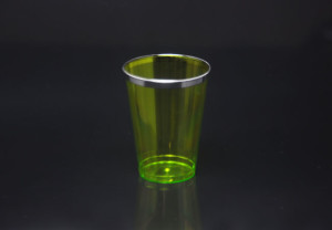 7oz/200ml Green Disposable Hard Plastic Tumbler with Silver Trim