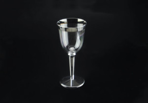 8oz/230ml 3PC Disposable Plastic Wine Goblet with Silver Trim