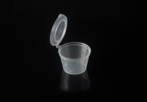 3oz/90ml microwaveable disposable plastic sauce cups with lids, disposable plastic deli pots with hinged lids