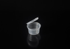 1oz microwaveable disposable plastic portion pot with hinged lid
