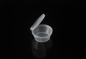 2oz/60ml disposable microwaveable plastic sauce cup with hinged lid
