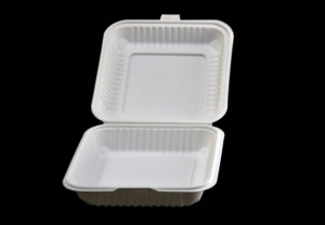 8"x8"cornstarch biodegradable clamshell containers, hinged containers
