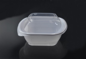 16oz/500ml square disposable plastic salad/deli containers with lids