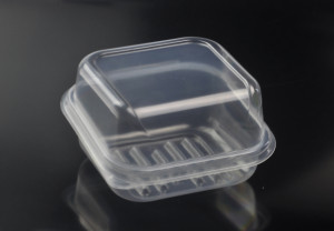 square disposable PP bread container with hinged lid, square PP clamshell